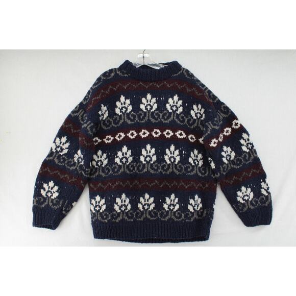 Sisandina Handcrafter Sweater Multicolor Wool Large Grandpa Core Chunky Knit - Picture 1 of 7